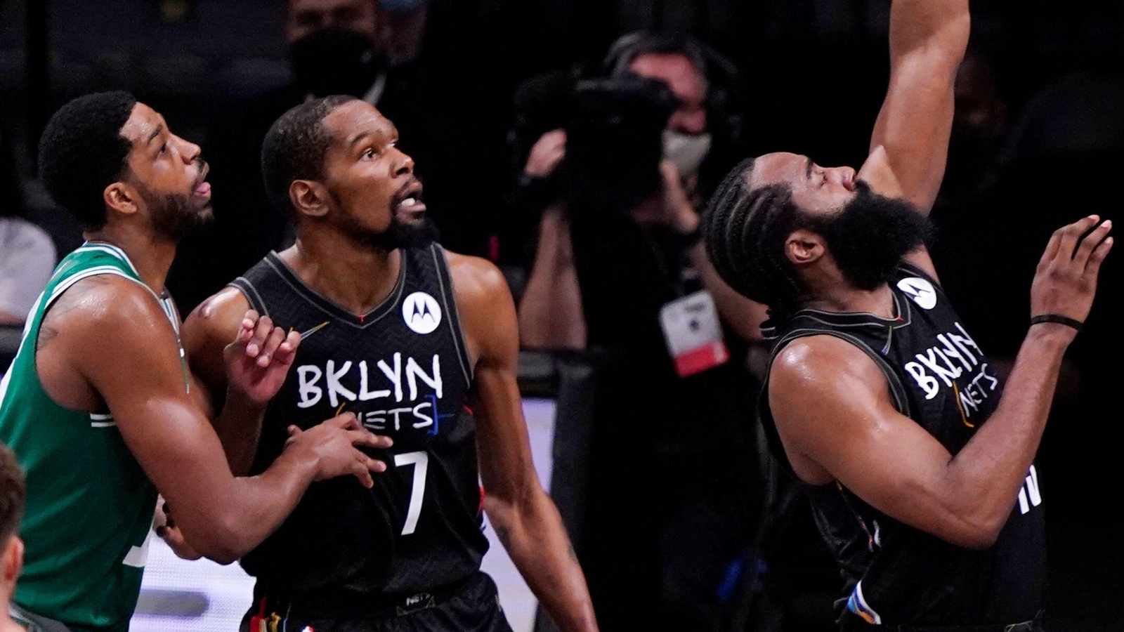 James Harden and Kevin Durant playing for the Brooklyn Nets
