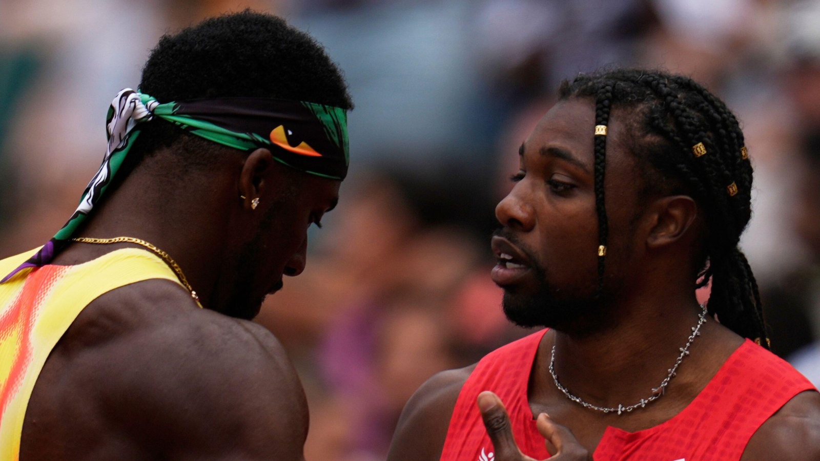 NOAH LYLES VS KENNY BEDNAREK TURNS ‘PERSONAL’ AFTER PUSH AND TRASH TALK IN 200M FINAL