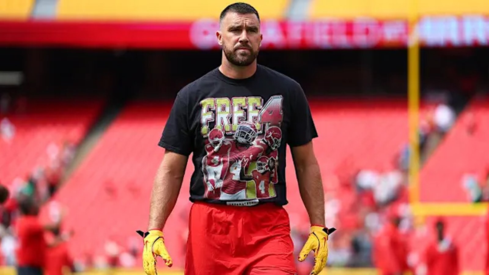 TRAVIS KELCE ‘FREE 4’ T-SHIRT SPARKS BACKLASH FROM RICE CRASH VICTIM’S LAWYER