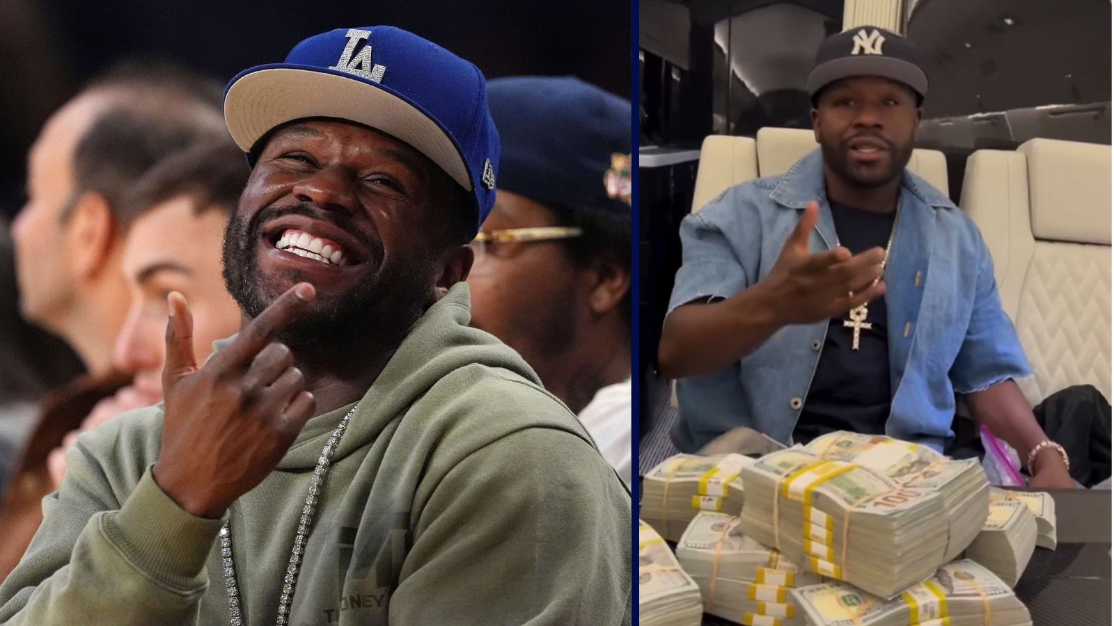 FLOYD MAYWEATHER MOCKS ‘HATERS’ WITH STACKS OF CASH AMID MIKE TYSON FIGHT ANNOUNCEMENT