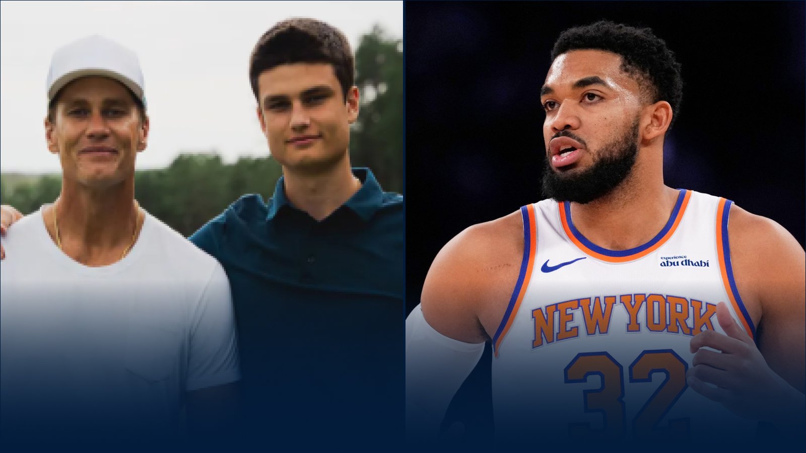 TOM BRADY HITS THE COURT WITH SON JACK AND KARL-ANTHONY TOWNS