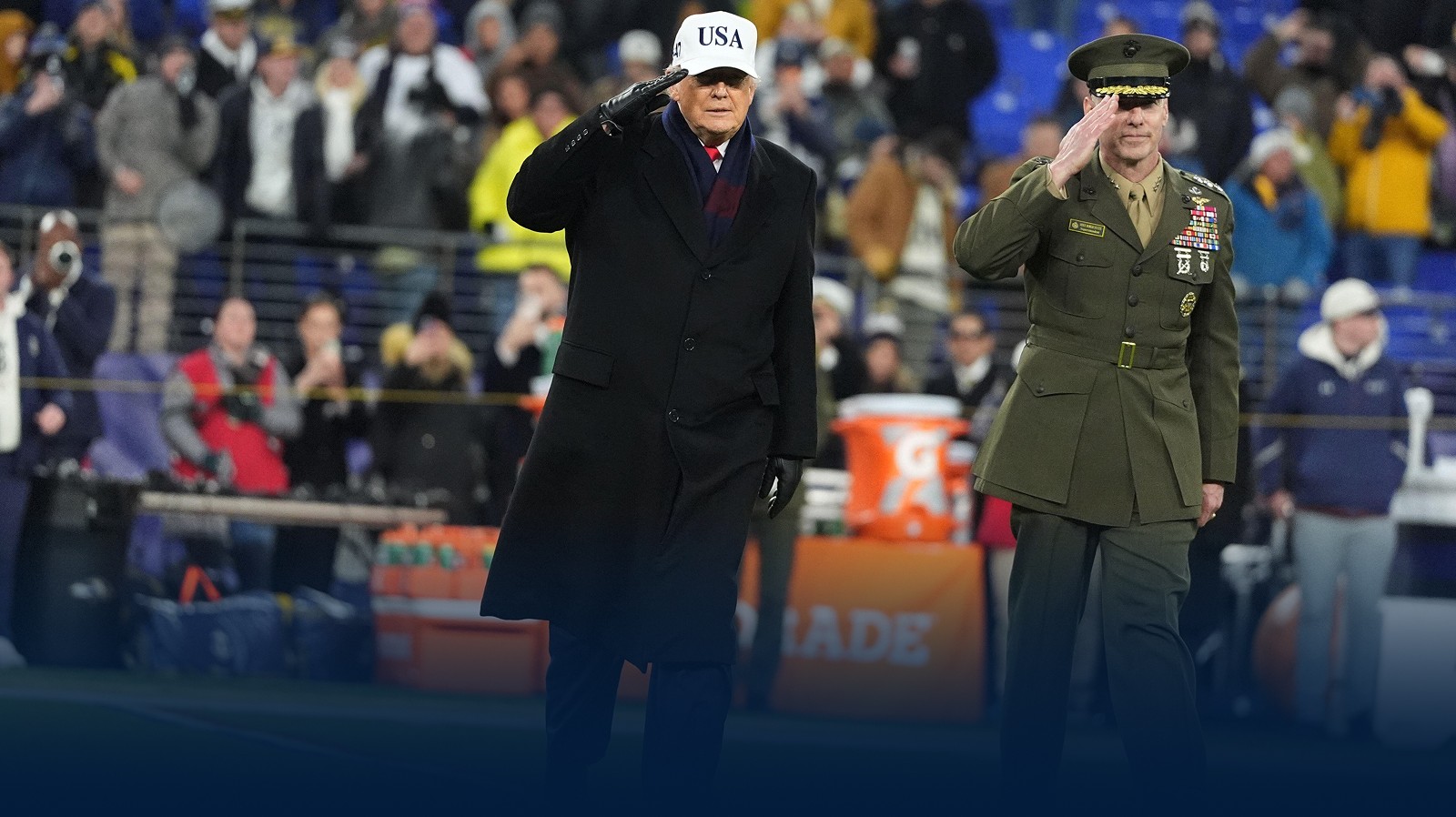 DONALD TRUMP DRAWS ATTENTION WITH UNUSUAL COIN TOSS AT ARMY–NAVY GAME